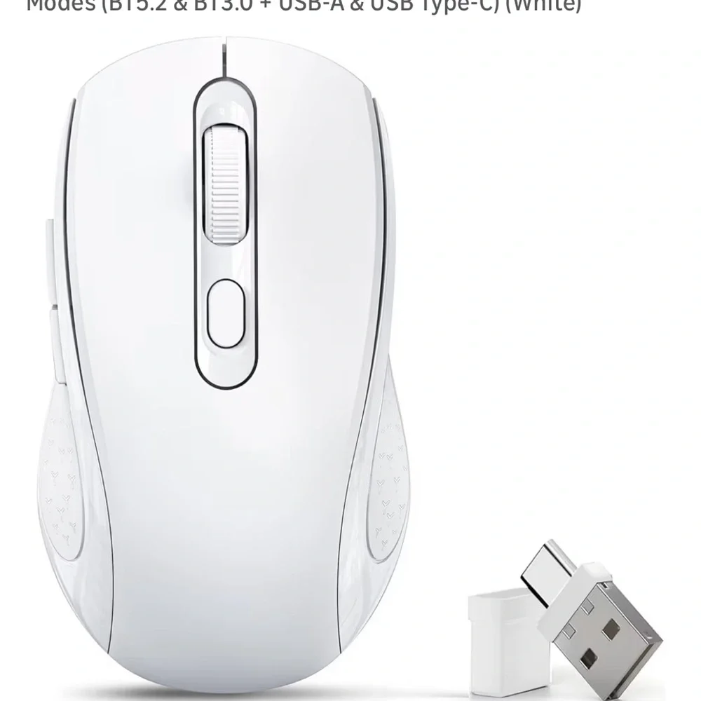 Sleek Wireless White Mouse with USB Receiver